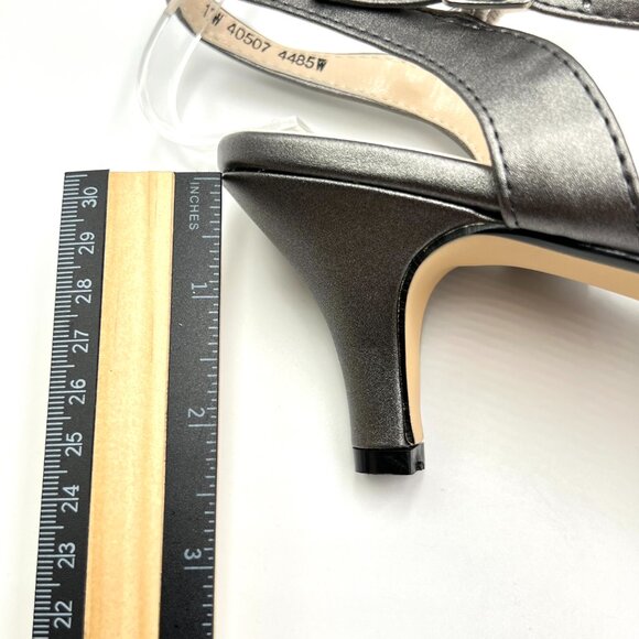 12W 12 WIDE WIDTH Touch Ups Amara Pewter‎ Silver Kitten Heel Dress Sandals Shoes - Picture 13 of 14